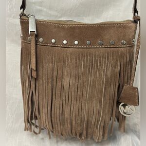Michael Kors Fringe Tan Suede Crossbody Bag